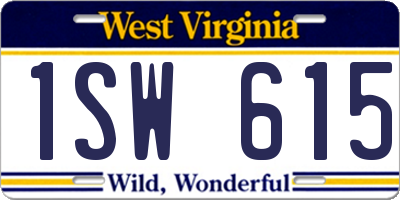 WV license plate 1SW615