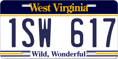 WV license plate 1SW617