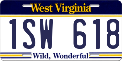 WV license plate 1SW618