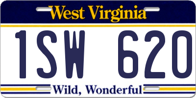 WV license plate 1SW620