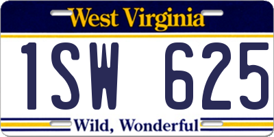 WV license plate 1SW625