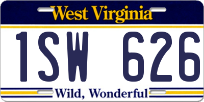 WV license plate 1SW626