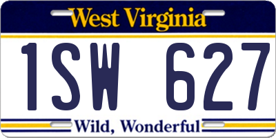 WV license plate 1SW627