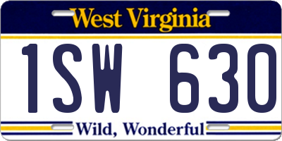 WV license plate 1SW630