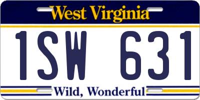 WV license plate 1SW631