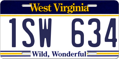 WV license plate 1SW634