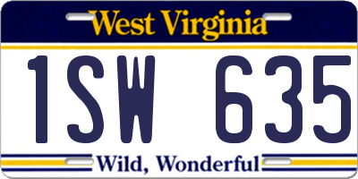 WV license plate 1SW635