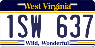 WV license plate 1SW637