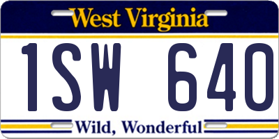 WV license plate 1SW640