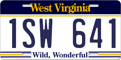 WV license plate 1SW641