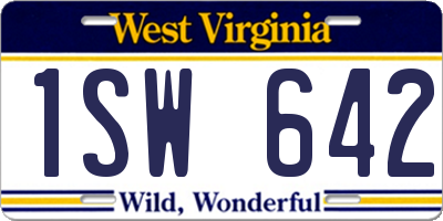 WV license plate 1SW642
