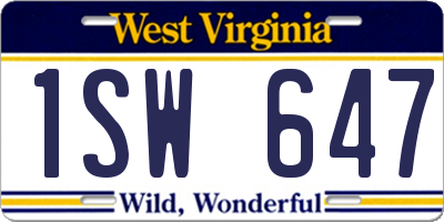 WV license plate 1SW647