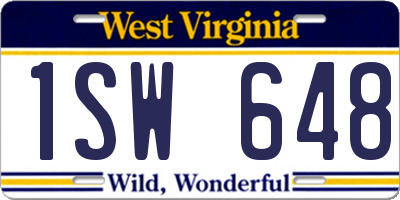 WV license plate 1SW648