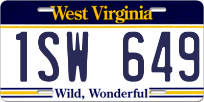 WV license plate 1SW649