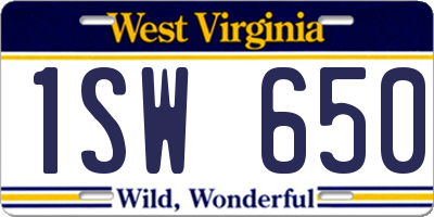 WV license plate 1SW650