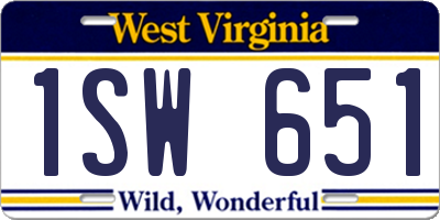 WV license plate 1SW651