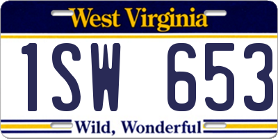WV license plate 1SW653
