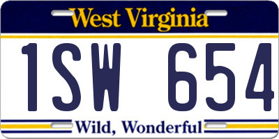WV license plate 1SW654