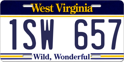 WV license plate 1SW657