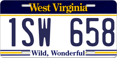 WV license plate 1SW658