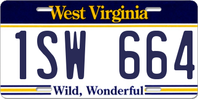 WV license plate 1SW664