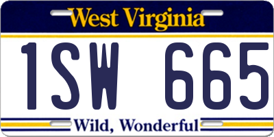 WV license plate 1SW665