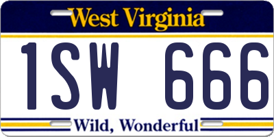 WV license plate 1SW666