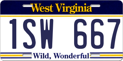 WV license plate 1SW667