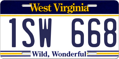 WV license plate 1SW668