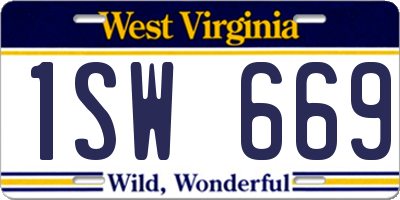 WV license plate 1SW669