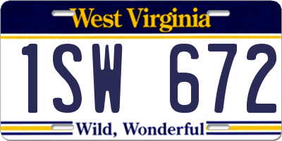 WV license plate 1SW672