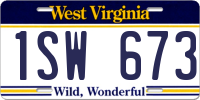 WV license plate 1SW673