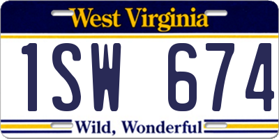 WV license plate 1SW674