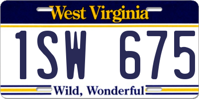 WV license plate 1SW675
