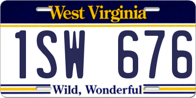 WV license plate 1SW676