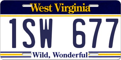 WV license plate 1SW677