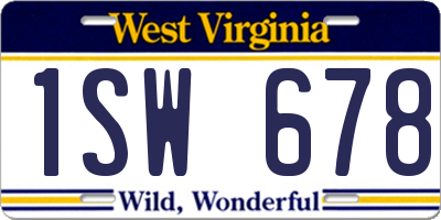 WV license plate 1SW678