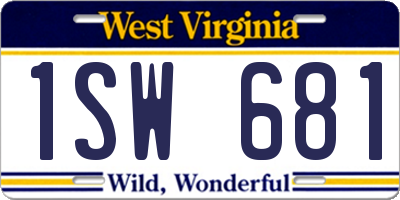 WV license plate 1SW681