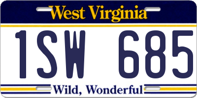 WV license plate 1SW685