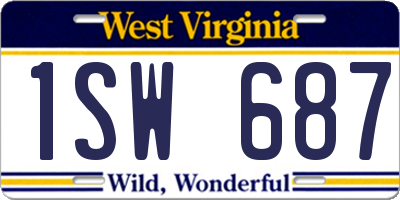 WV license plate 1SW687