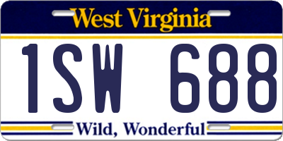 WV license plate 1SW688