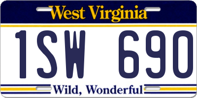 WV license plate 1SW690