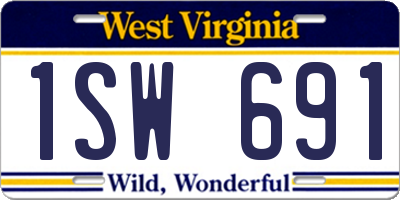 WV license plate 1SW691