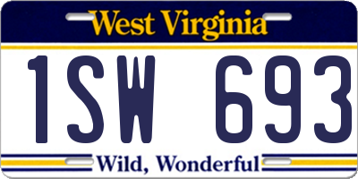 WV license plate 1SW693