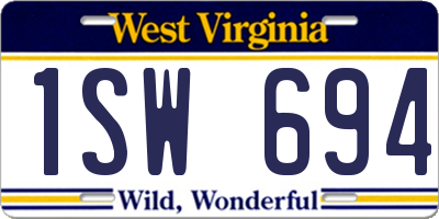WV license plate 1SW694