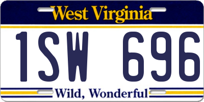 WV license plate 1SW696