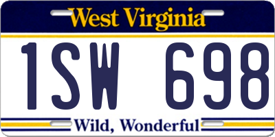 WV license plate 1SW698
