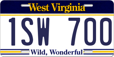 WV license plate 1SW700