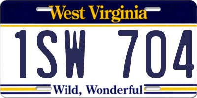 WV license plate 1SW704