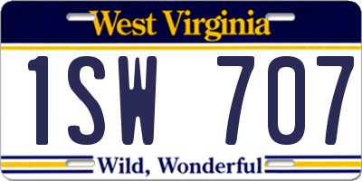 WV license plate 1SW707